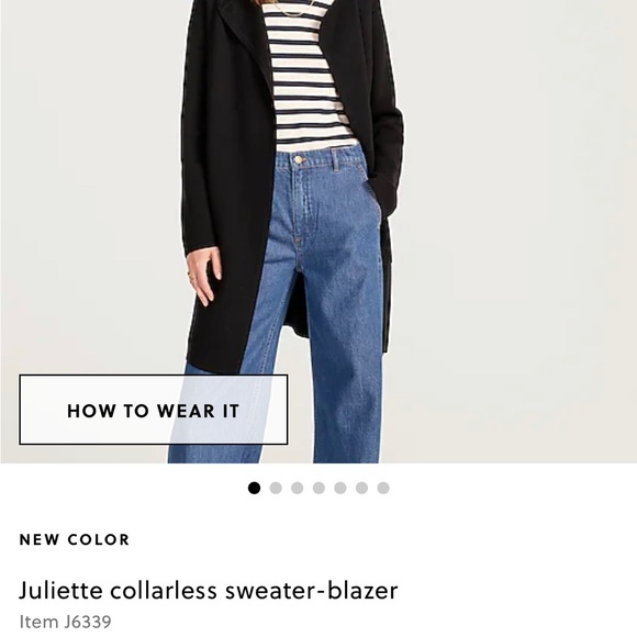 J Crew linen Juliette collarless sweater blazer long M - Picture 5 of 8